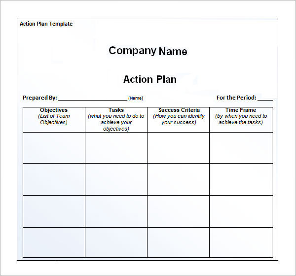 Free Plan Of Action Template For Business