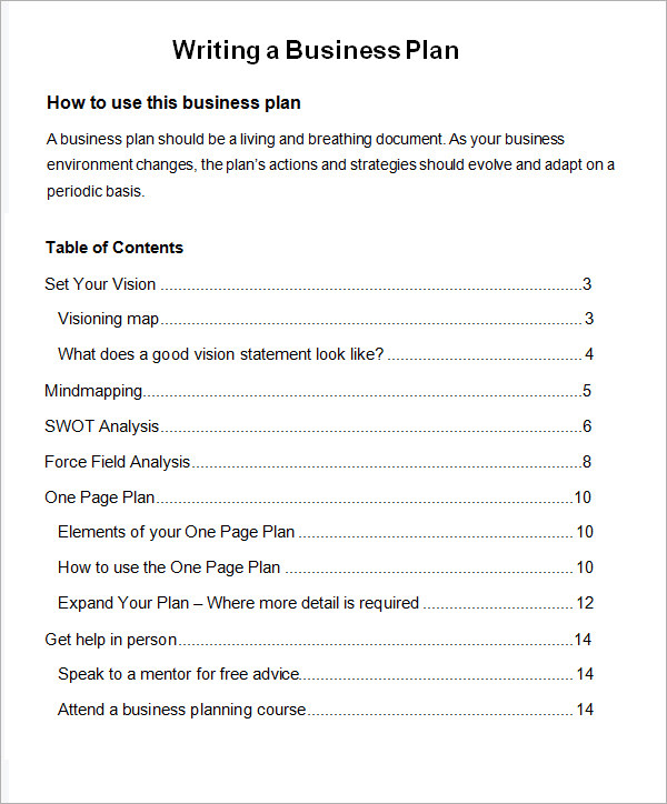 Free Sample Business Plan Word