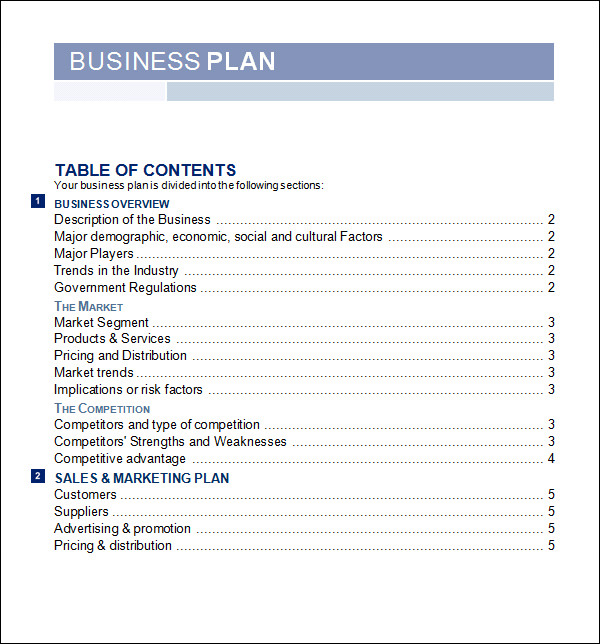 Simple business plan template free