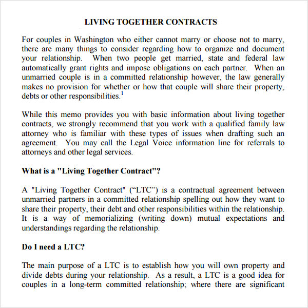 Free Cohabitation Contract Template