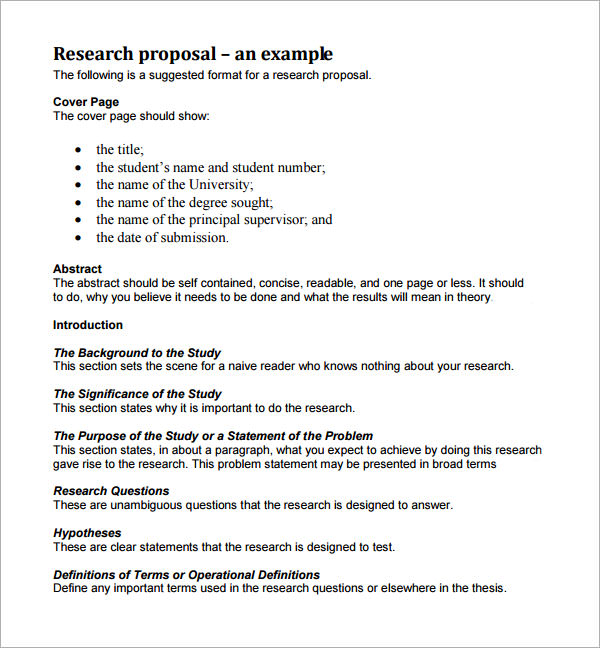Example msc scientific research proposal