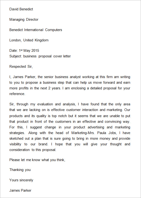 Rfp cover letter proposal