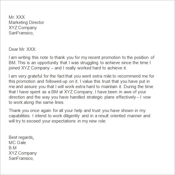 sample letter of appreciation to your boss