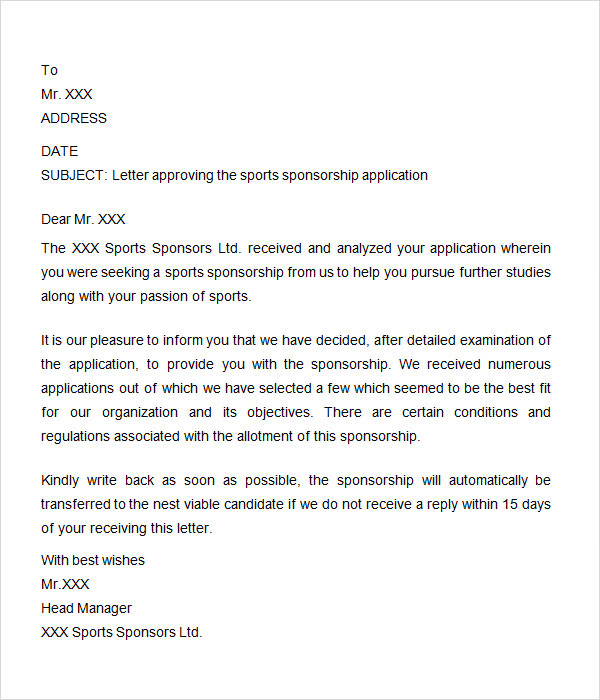 Sports Donation Letter Template