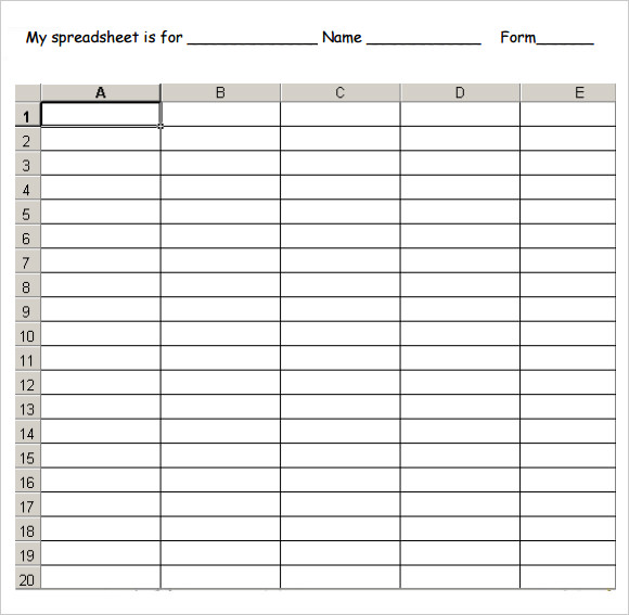 Blank Spreadsheet Template 4