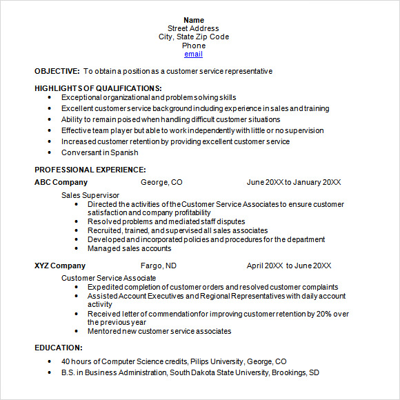 Chronological Resume Template Word