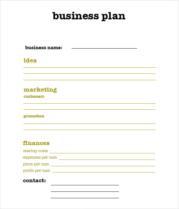 Free Sample Business Plan Word