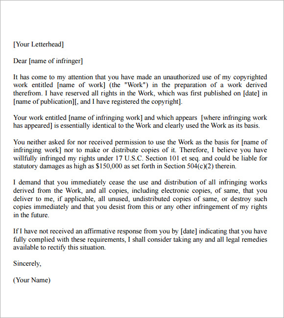 Cease And Desist Collections Template Letter