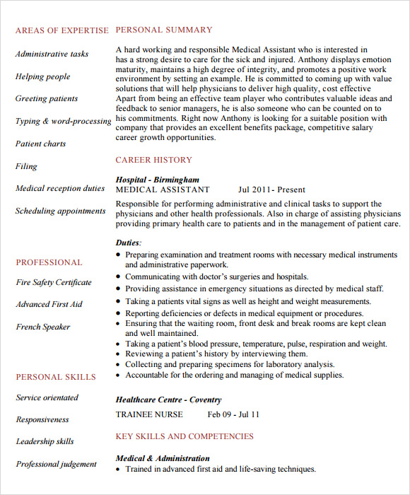 Medical Assistant Resume - 6 Download Free Documents in PDF , PSD ...