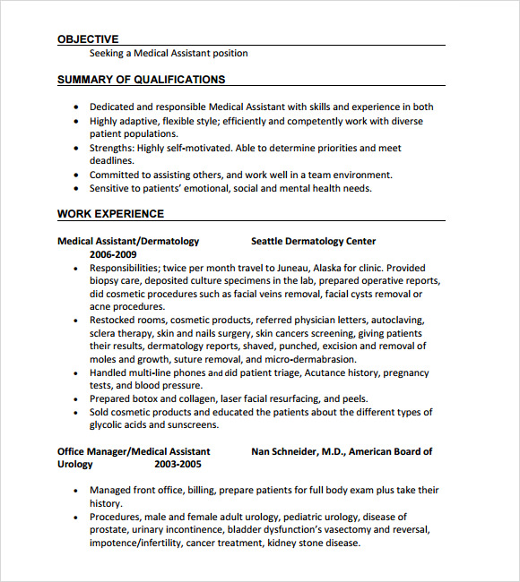 Medical Assistant Resume - 6 Download Free Documents in PDF , PSD ...