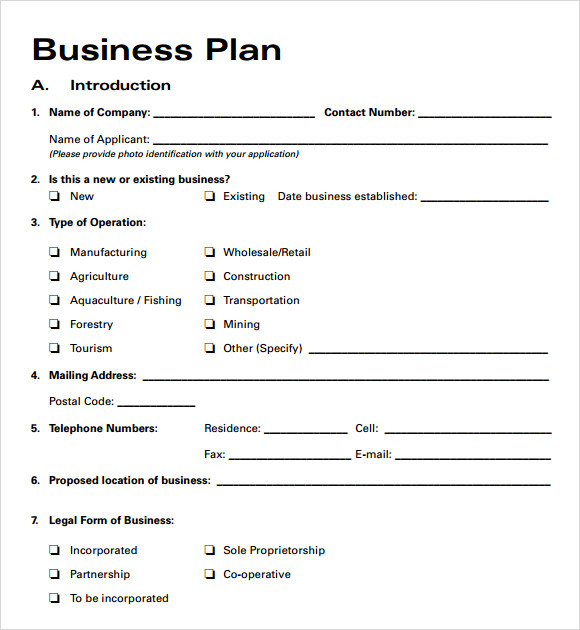 Free generic business plan